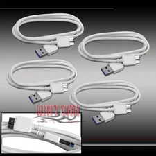 4X 6FT SUPERSPEED USB 3.0 TYPE A TO MICRO-B DATA CHARGER CABLES UNIVERSAL WHITE