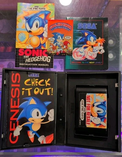 Sonic The Hedgehog (Not For Resale) 1991, Sega Genesis, CIB, MINT, All Contents
