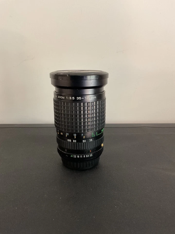 Lente zoom MACRO SMC PENTAX-A 35-105 mm 1:3,5 de colección con tapas delanteras y traseras Foto 3 de 3