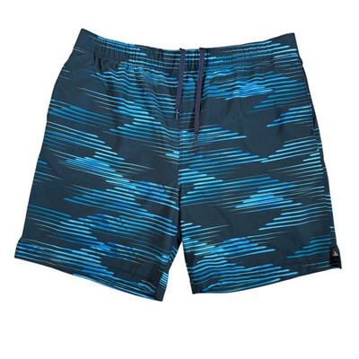 Speedo XL 36x7.5 Blue Abstract Print Elastic Waist Active Men's Swim Trunks