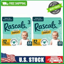 2 PACK Rascals Premium Absorbent Baby Diapers Size 3, 88 Count