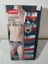 Levi's Men's 5 Pack Low Rise Briefs L Premium Cotton 5MF1075LW1 Black Gray Blue