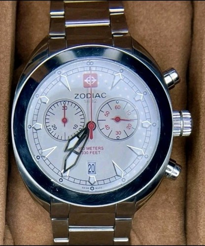 ZODIAC OLYMPUS Swiss Made Chronograph Men's Watch ZO-2701 New Battery