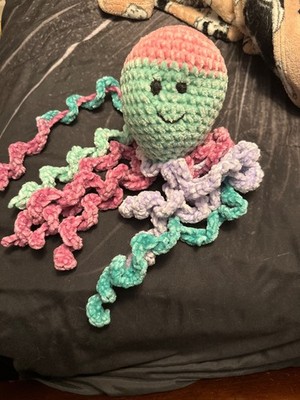HANDMADE CROCHET OCTOPUS multicolor Plush Sea Creature Craft Small Size Gift