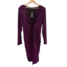 NWT Shein SXY Iridescent Ruched Cocktail Dress Womens 3XL Y2K Shimmer Purple