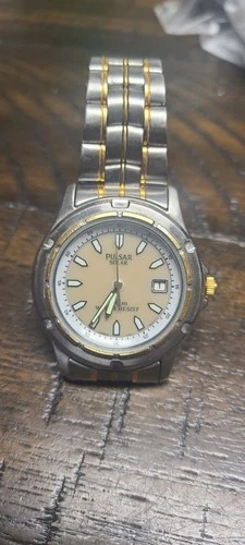 Men's Vintage 1997 SOLAR Watch PULSAR (Seiko) V145-0A50. Full Luminous Dial