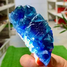 132G Natural Blue Cube Fluorite Mineral Crystal Specimen/China