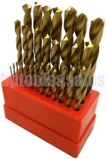 29pc TITANIUM DRILL BIT SET REDUCED SHANK HSS 1/16" - 1/2" HIGH SPEED STEEL BITS