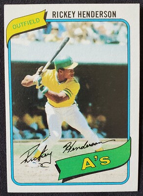1980 Rickey Henderson (RC) Oakland Athletics A's Topps MLB Rookie Card #482