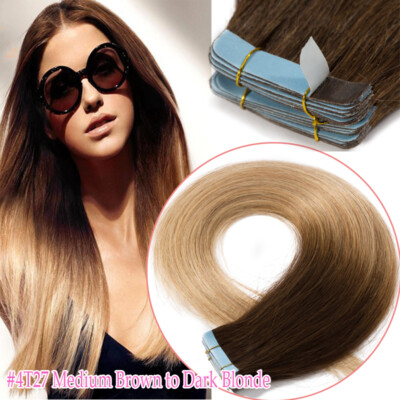 Remy Echthaar Invisible Tape In Extensions Haarverlängerung Skin Weft 40 Tressen