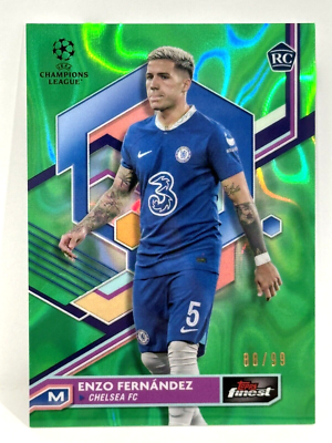 2022-23 Topps Finest UCL Chelsea RC Enzo Fernandez Green Aqua Lava