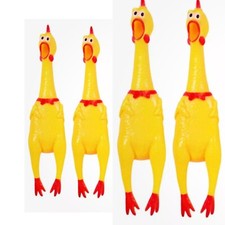 Pack of 4 PC Screaming Chicken Yellow Squeaky Rubber Chicken Funny Style Dog Toy