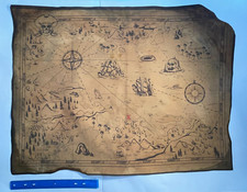 HUGE Pirate Treasure Map Aged Distressed Art Print CANVAS - 24 x 32 Inches