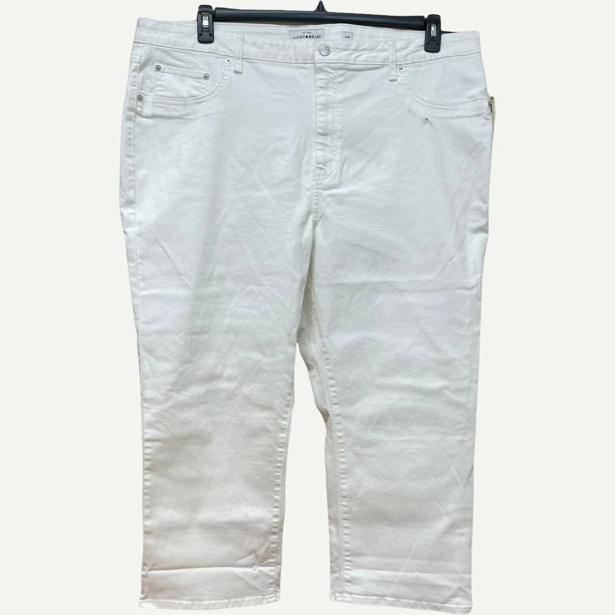 Lucky Brand Women s Plus Size High Rise Curvy Fit Emma Crop Pants White 24W