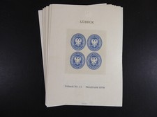50x Neudruckblock mit 4 x der L&uuml;beck Marke 2&frac12; S aus dem Jahr 1865
