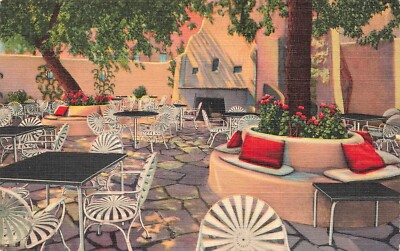 LP14 Santa Fe New Mexico La Fonda Hotel Placita Curteich Linen Postcard