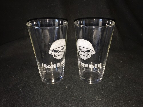 Iron Maiden Hand Etched (with a Dremel) Pint Glasses! - Picture 2 of 3