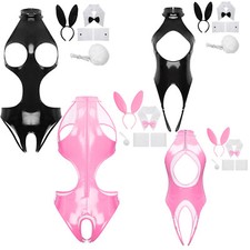 Womens Lingerie Party Bodysuit Bodycon Clubwear Crotchless Costume Set Raves