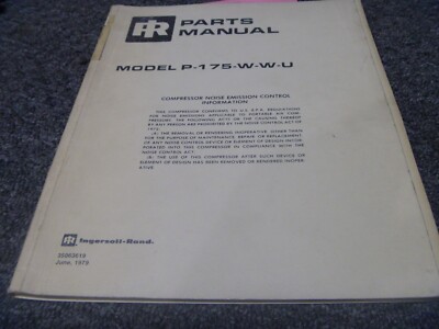 Ingersoll-Rand P-175-W-W-U Compressor Parts Catalog Manual 35063619 xz