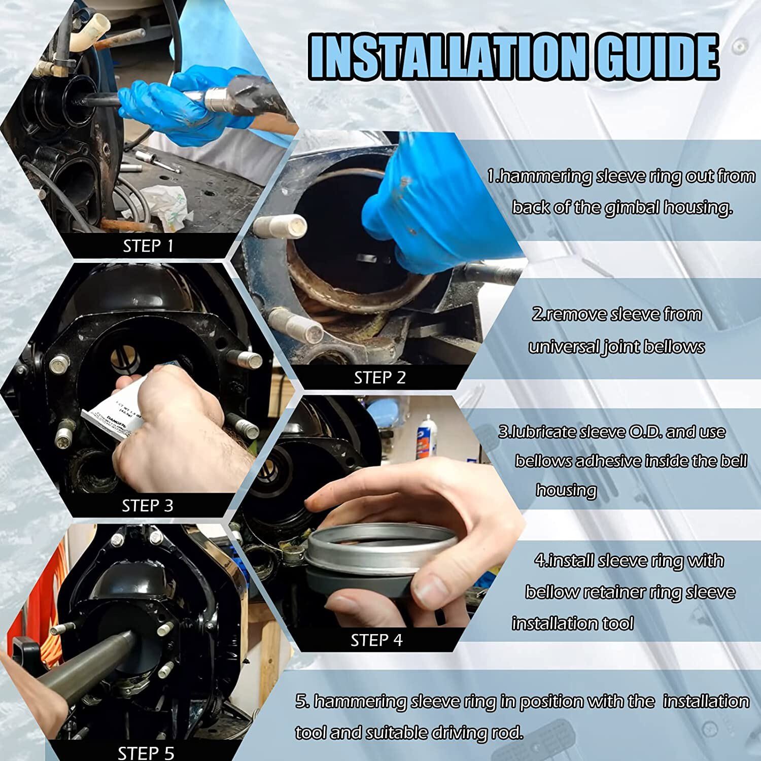 816607 18-1728 Bellows Sleeve Ring Fits Mercrusier Alpha One Gen II/2 1991 & Up