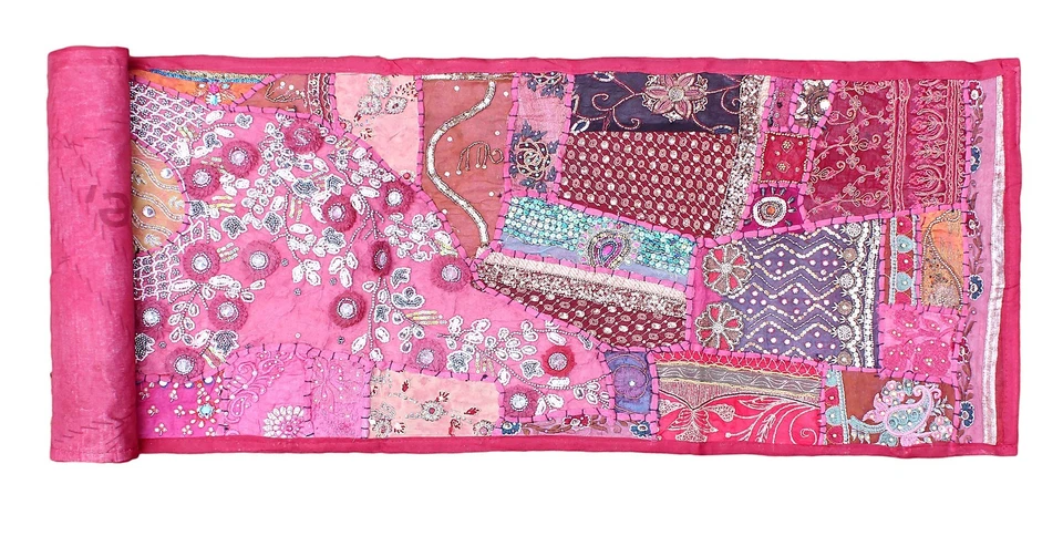 60 " Vintage Indisch Wohnkultur Kunst Sari Perlen Kundan Moti Wandteppich - Bild 2 von 3