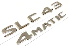 #2 CHROME SLC43 + 4MATIC REPLACEMENT FOR MERCEDES REAR TRUNK EMBLEM BADGE DECAL