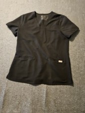 Figs Technical Collection Top Women's Small Black Short Sleeve V-Neck