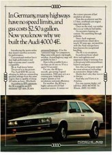 1981 Audi 4000 4e White 2-door Hardtop Vintage Print Ad