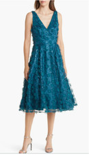 Eliza J Sequin Floral Appliqué Fit & Flare Cocktail Dress (size 10)