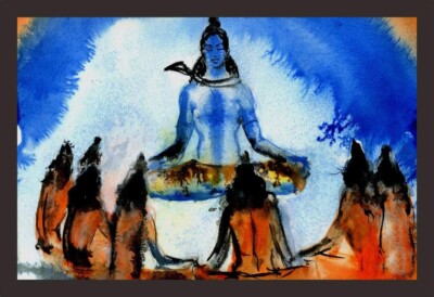 Adi Yogi Shiva Wandkunst Reprint Gemälde In Holzrahmen Wandkunst Dekor