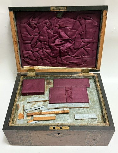 19th Century Victorian Tunbridge Ware Burl Walnut Marquetry Jewelry/Sewing Box - Picture 2 of 24