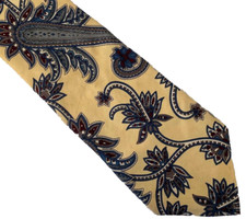 Londonderry Yellow Floral Paisley Silk Neck Tie Necktie - 59" x 4" USA Made