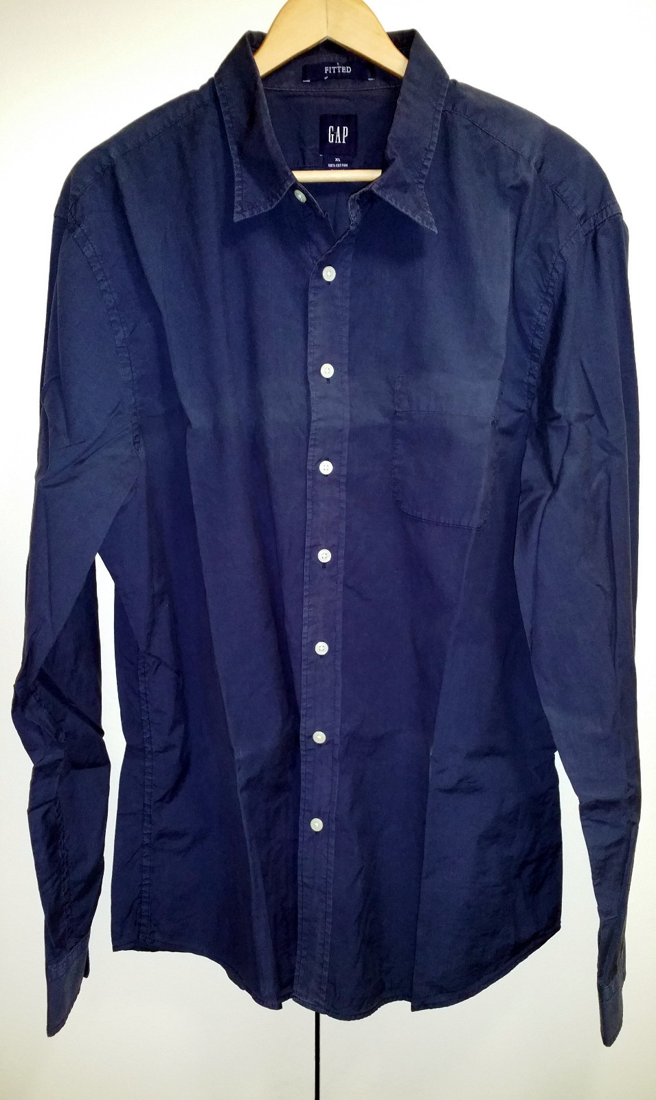 GAP Men's Long Sleeve Dark Blue Shirt Size XL Fitted 100 Cotton eBay