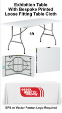 Exhibition 6ft Trestle Table Inc Loose Fitting Table Cloth  With Company Logo