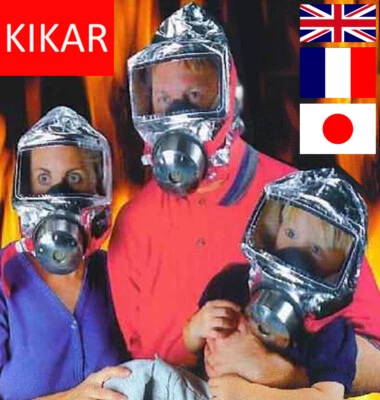 KIKAR 60 mins Emergency Escape Smoke Gas Hood Protective Firemask Big Visor Hard Case