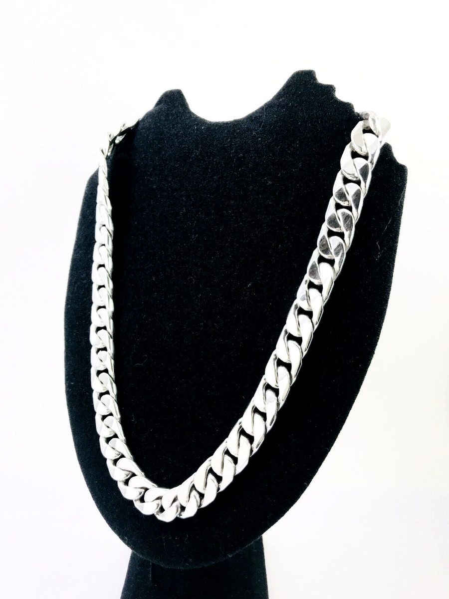 Heavy Long Taxco, Mexican 925 Sterling Silver Curb Chain Heavy Long Taxco, Mexican 925 Sterling Silver Curb Chain