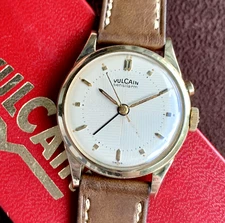 Vintage Vulcain Sensilarm Cricket Alarm Mechanical Gold Filled Wristwatch w/ Box