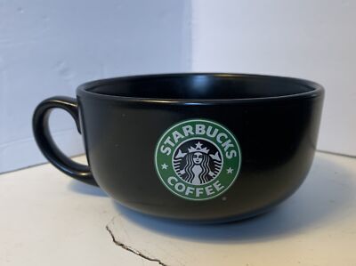 Starbucks 2008 Black Wide Mouth 18 Oz Coffee Soup Mug Old Logo Mermaid |  eBay