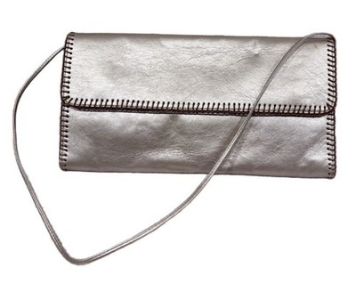 vintage carlos falchi flat leather gold bag purse fatto a mano