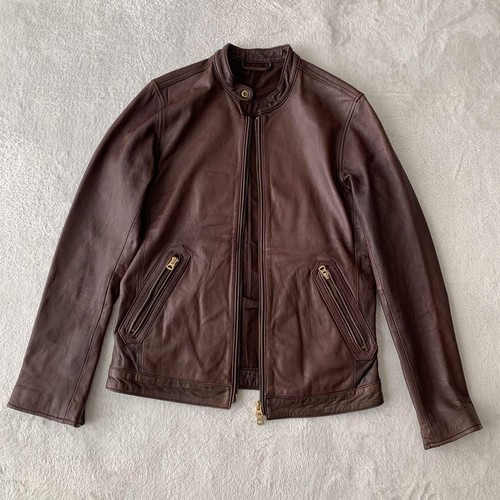 Beams Goat Leather Single Biker Jacket Shipping from Japan - Picture 10 of 18