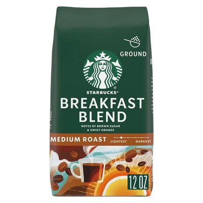 Starbucks Breakfast Blend, Ground Coffee, Medium Roast Hot or Iced Coffee,12 oz.