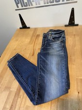 American Eagle Jeans Womens Sz 00 Short Lightly Distressed Super Stretch Skinny