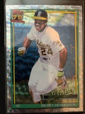 2026 Topps Series 1 - Silver Crackle Foil #T91-52 - Rickey Henderson - HOF