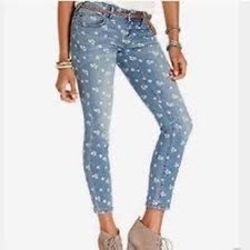 Free People Floral Print Skinny Jeans Sz 26