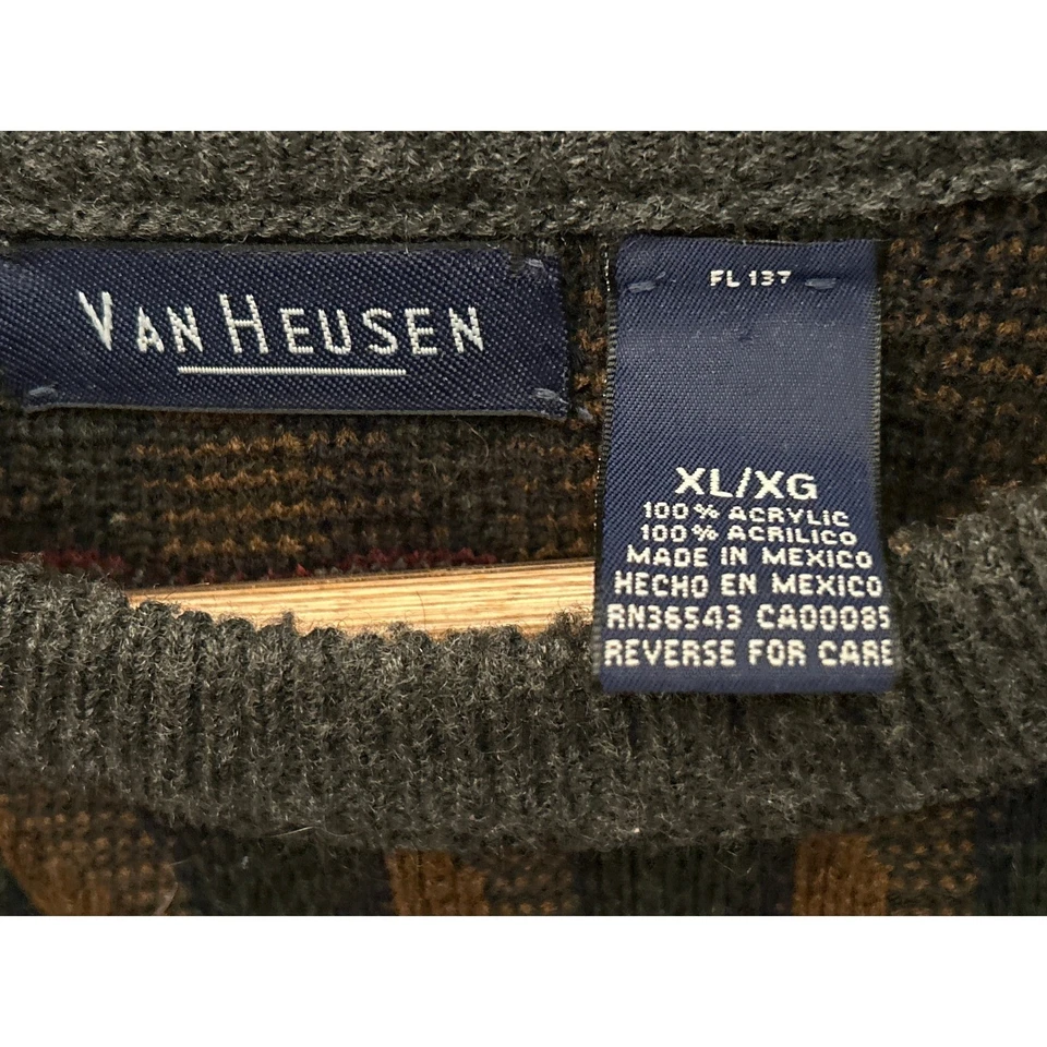 Y2K Vintage Van Heusen Geometric Knit Sweater XL 90s Abstract Grandpacore - Image 3 of 4
