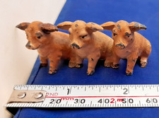 3x Pink Metal Pigs Connected Painted Lead Miniature Farm Figures Toy Animals