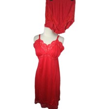 RARE Vintage Gaymode Penneys Coral Slip  Panty Set Union Made Size Petite 38-40