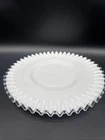 Vtg 12.75” Fenton Silver Crest Milk Glass Low Pedestal Ruffled Cake Stand Plate