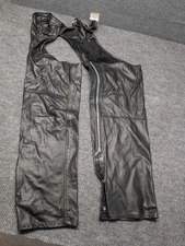 Vance Leather Black Motorcycle Chaps Men's Premium Leather Fully Lined SIZE XL