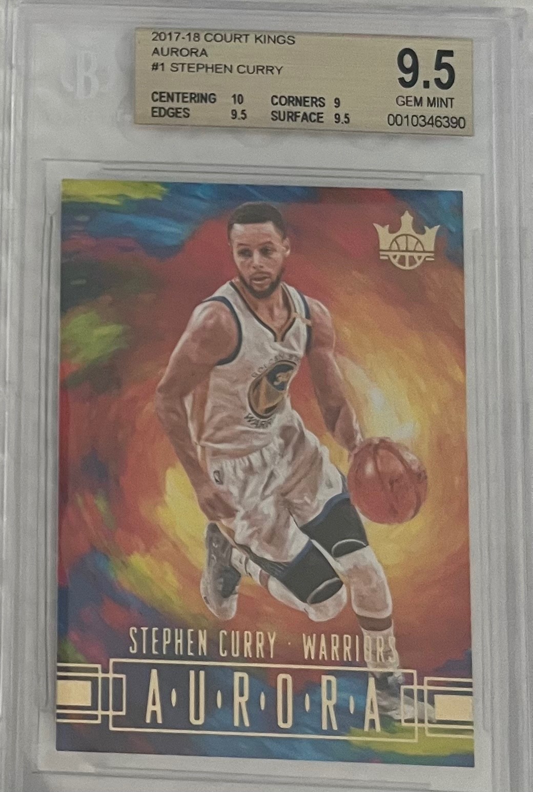 Stephen Curry 2017-18 Panini Court Kings Aurora #1 SSP BGS 9.5